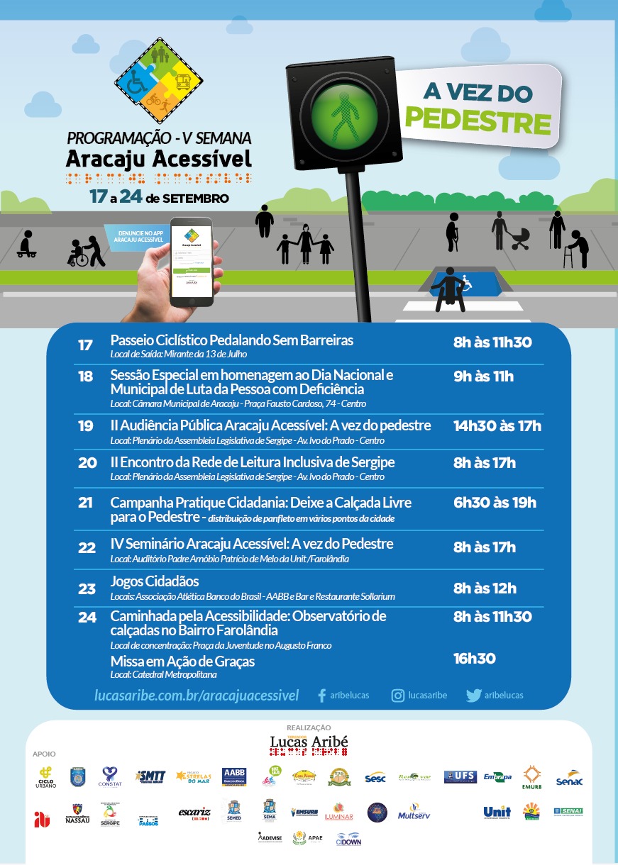 A imagem mostra a programação do Aracaju Acessível 2017